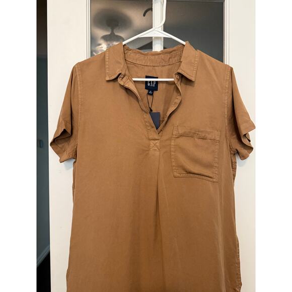 GAP popover short sleeved camel tan size medium - Picture 3 of 13